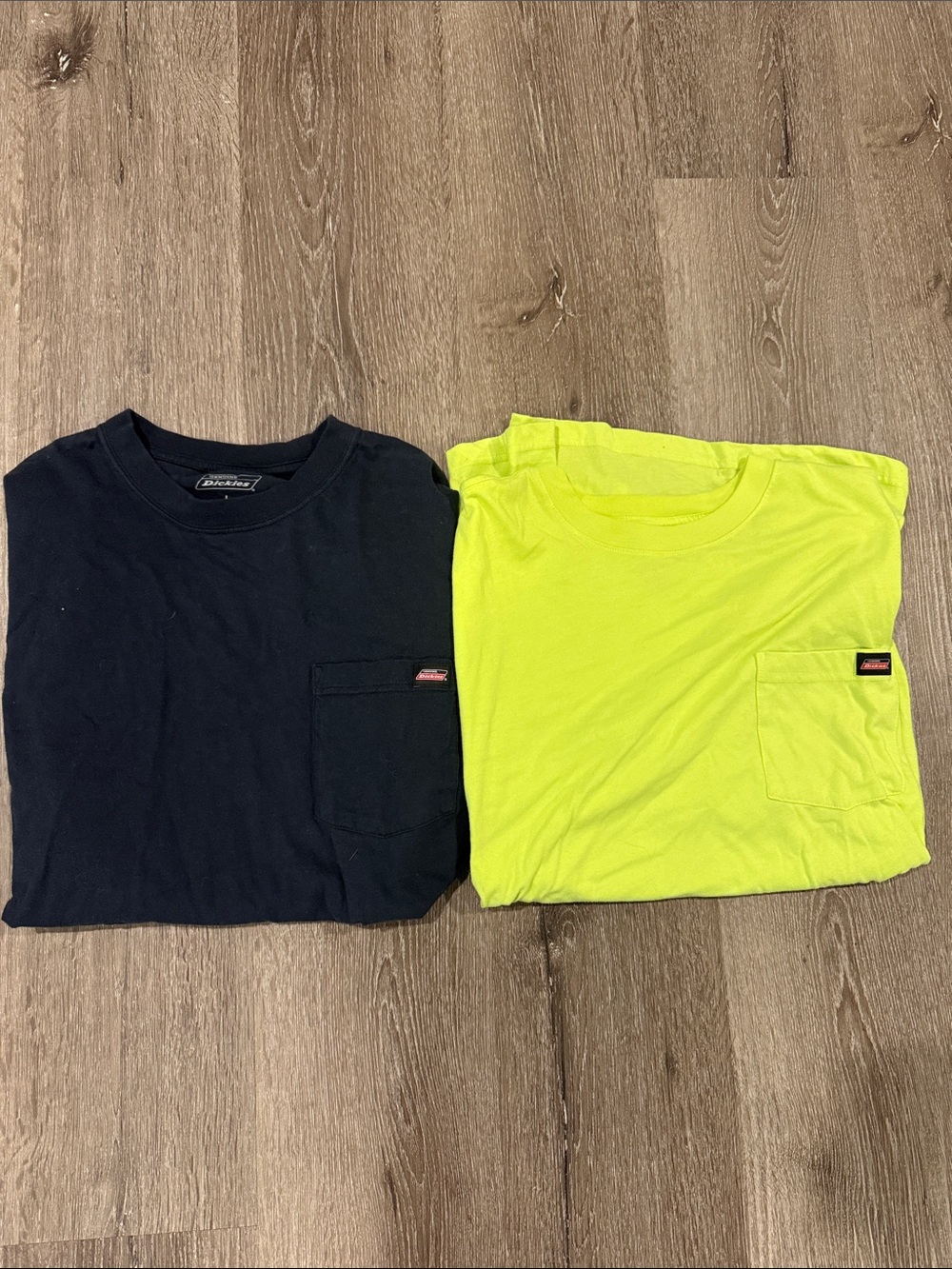 Dickies Crew Pocket Tees - Black & Neon Yellow Green